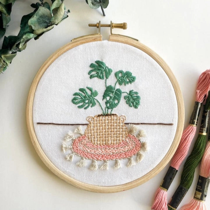 Monstera Embroidery Kit by Nabeela Rumi