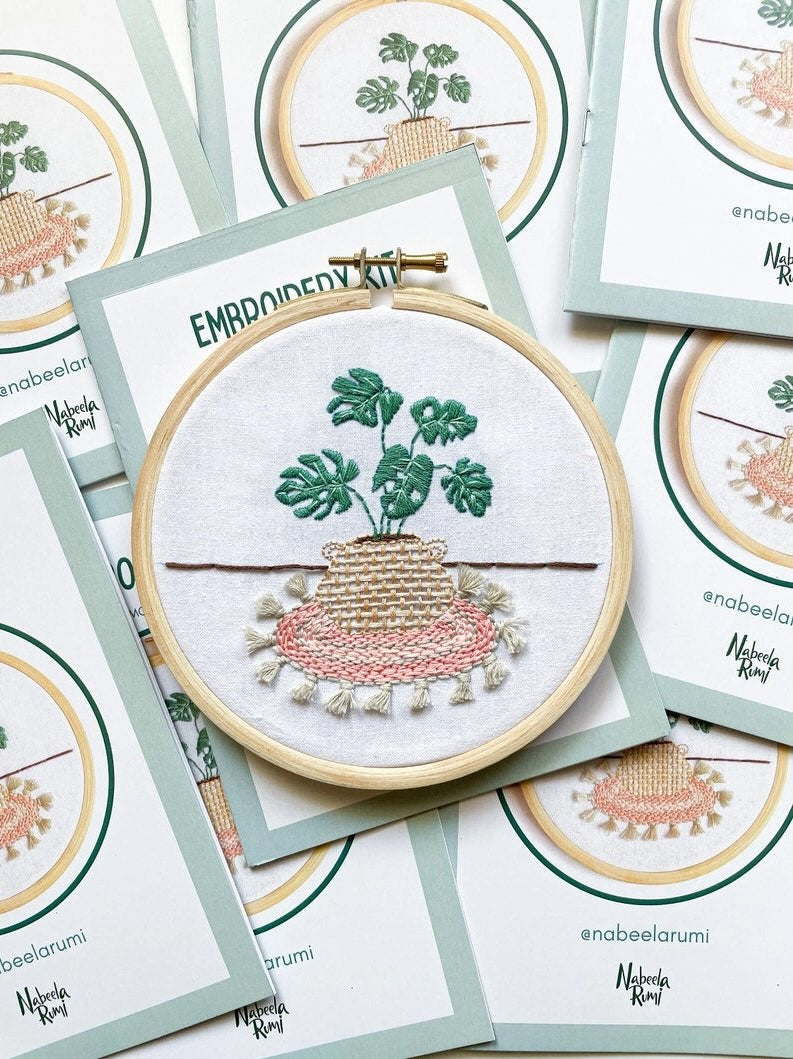 Monstera Embroidery Kit by Nabeela Rumi