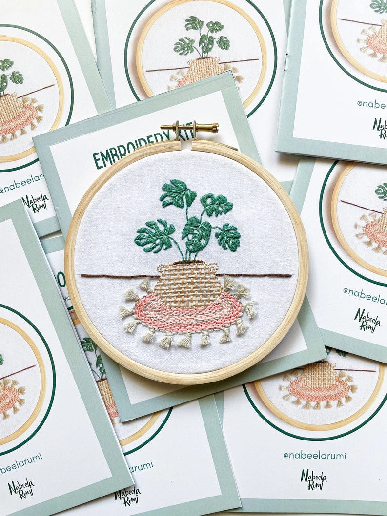 Monstera Embroidery Kit by Nabeela Rumi