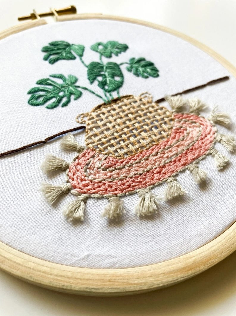 Monstera Embroidery Kit by Nabeela Rumi