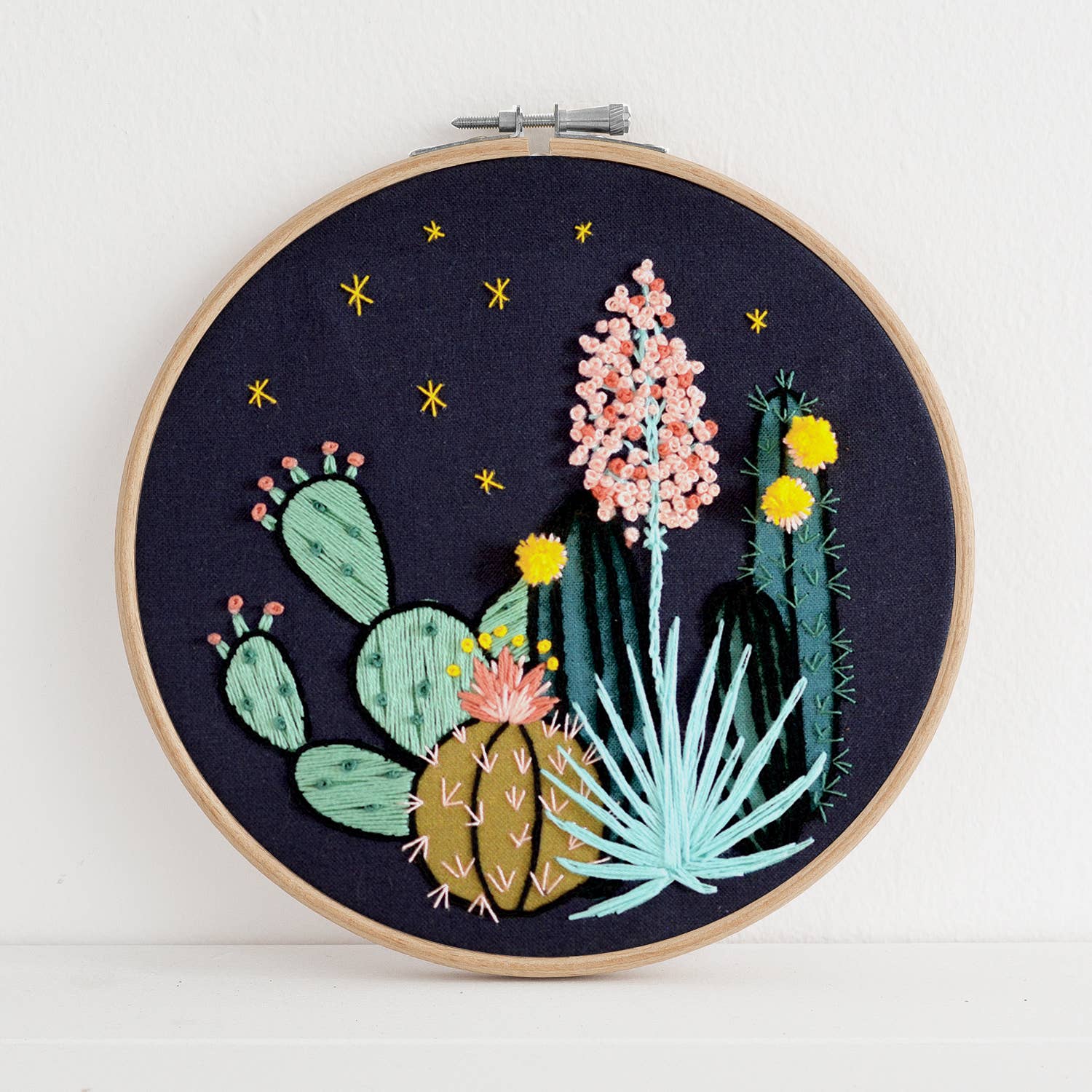 Night Cactus Premium Embroidery Kit by Antiquaria